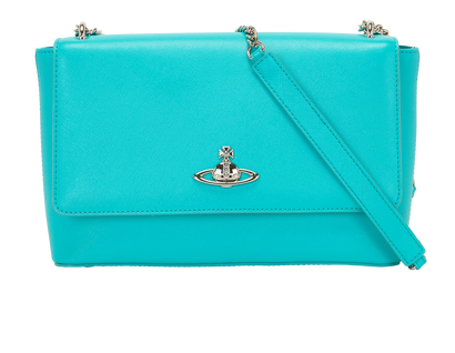 Shoulder Bag, &pound;220, Handbags, Blue, Leather, Front view